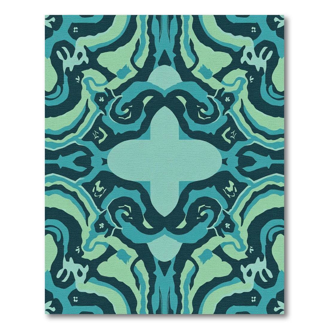 Teal Abstract Swirling Organic Harmony Rug