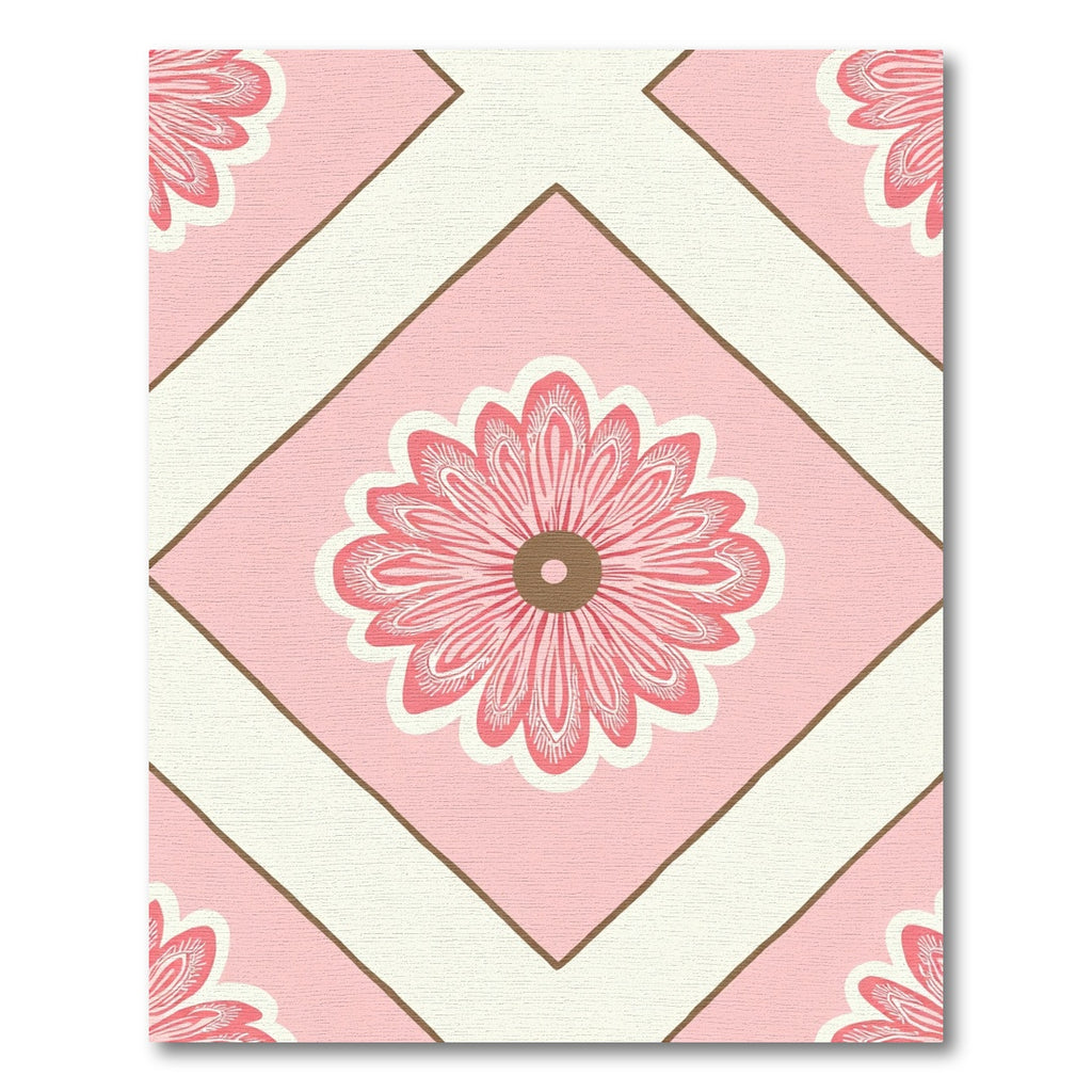 Pink Daisy Diamond Contemporary Artwork Rug