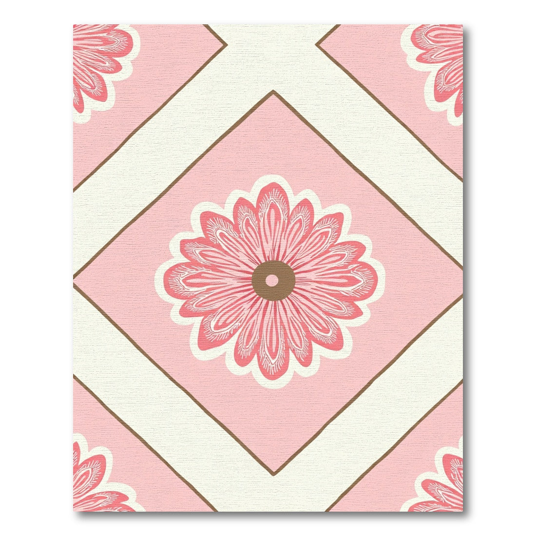 Pink Daisy Diamond Contemporary Artwork Rug