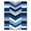 Deep Blue Chevron Geometric Stripes Rug