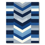 Deep Blue Chevron Geometric Stripes Rug