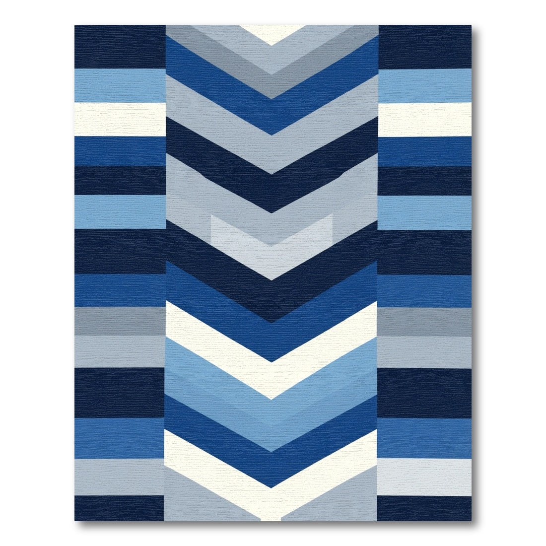 Deep Blue Chevron Geometric Stripes Rug