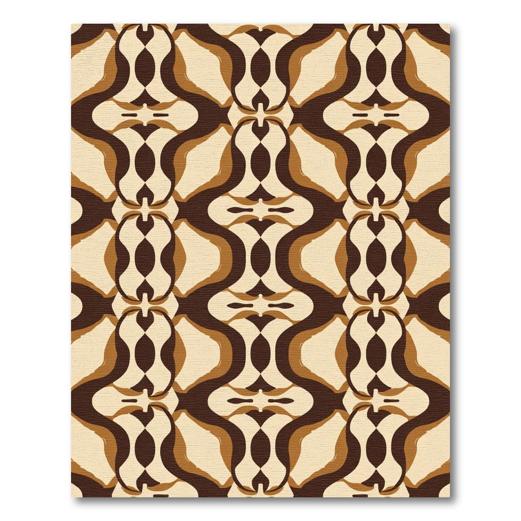 Brown Cream Abstract Ogee Swirl Rug