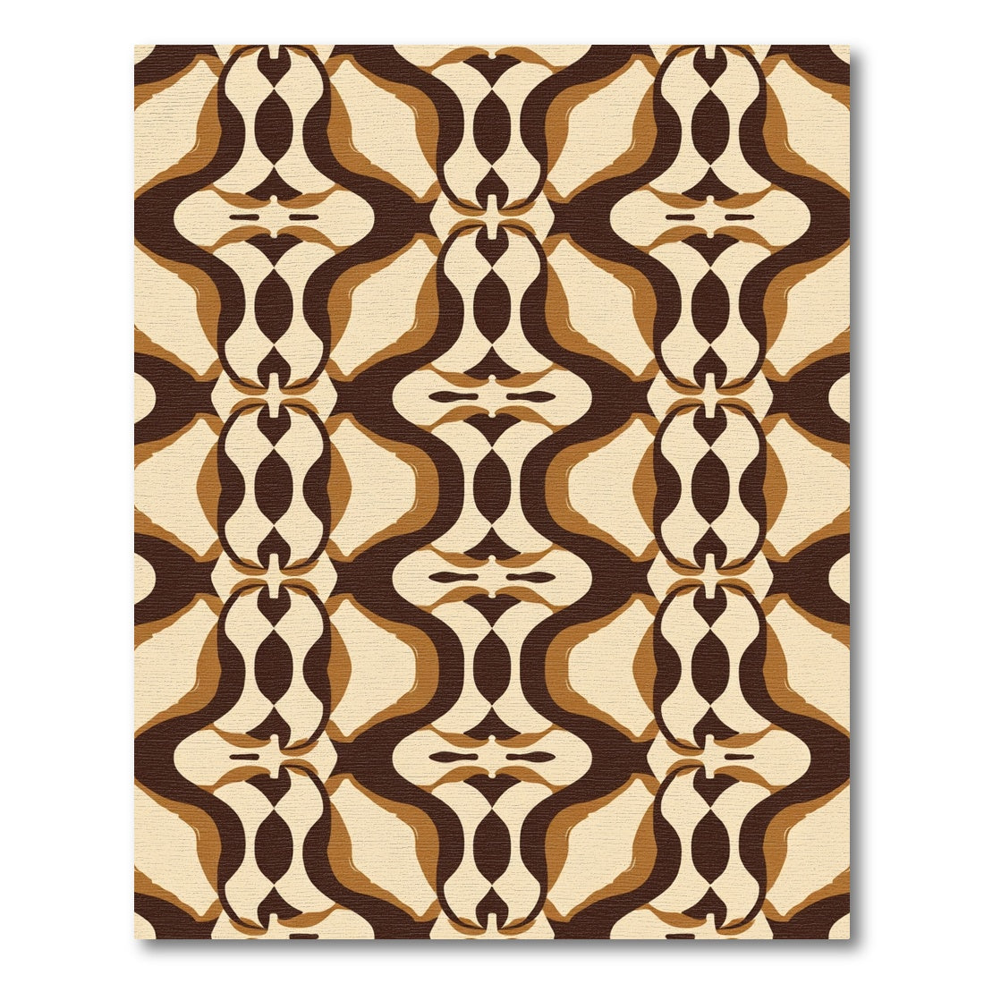 Brown Cream Abstract Ogee Swirl Rug