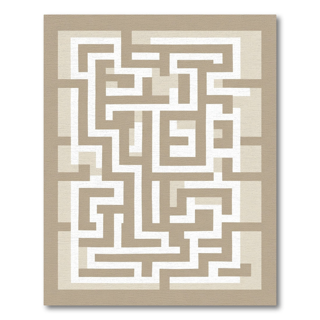Neutral Tones Geometric Labyrinth Layout Rug