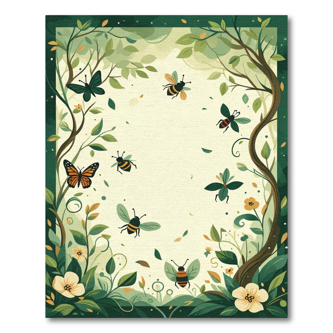 Whimsical Garden Butterflies and Bees Rug