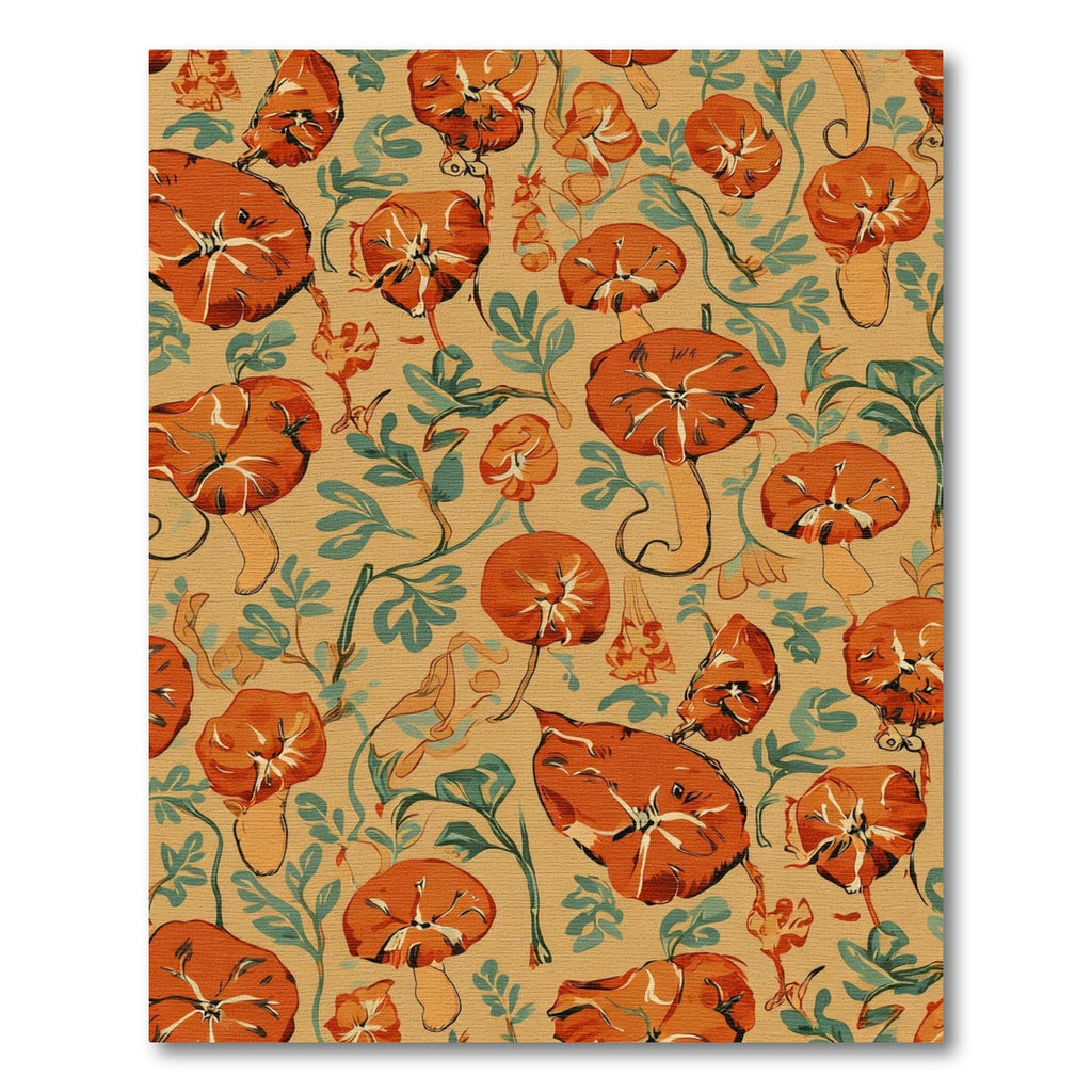 Orange Mushroom Vine Autumn Scenic Rug