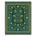 Emerald Green Floral Scroll Medallion Rug