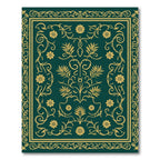 Emerald Green Floral Scroll Medallion Rug