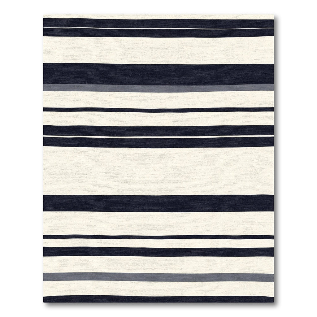 Navy Cream Striped Rug