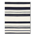 Navy Cream Striped Rug