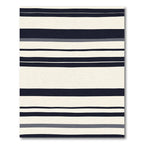 Navy Cream Striped Rug