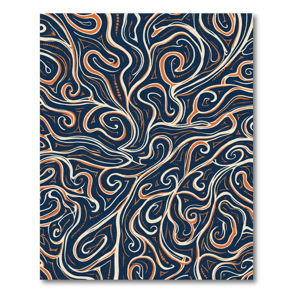 Deep Navy Auburn Swirl Flow Rug