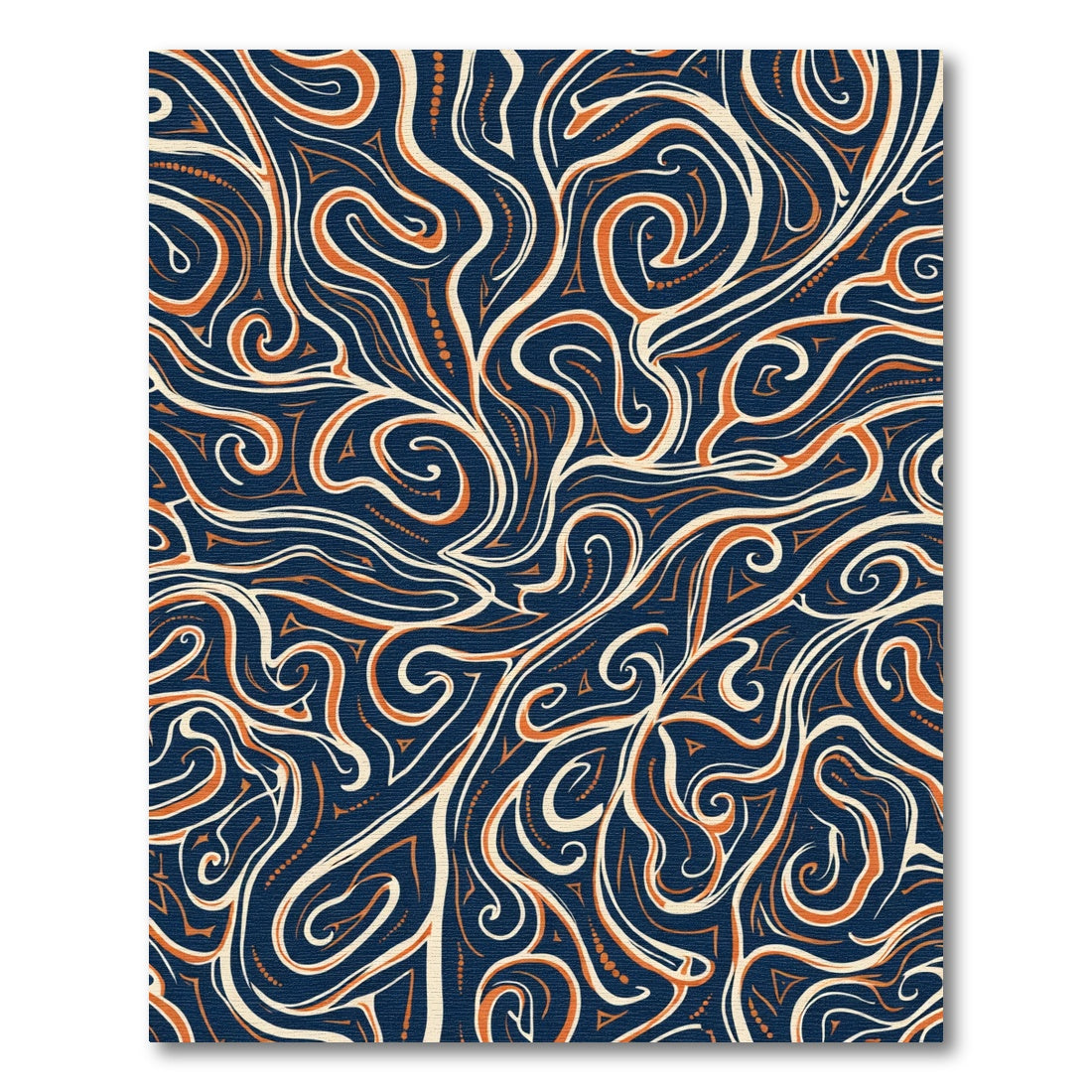 Deep Navy Auburn Swirl Flow Rug