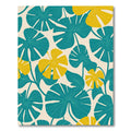 Teal Yellow Monstera Tropical Leaf Rug