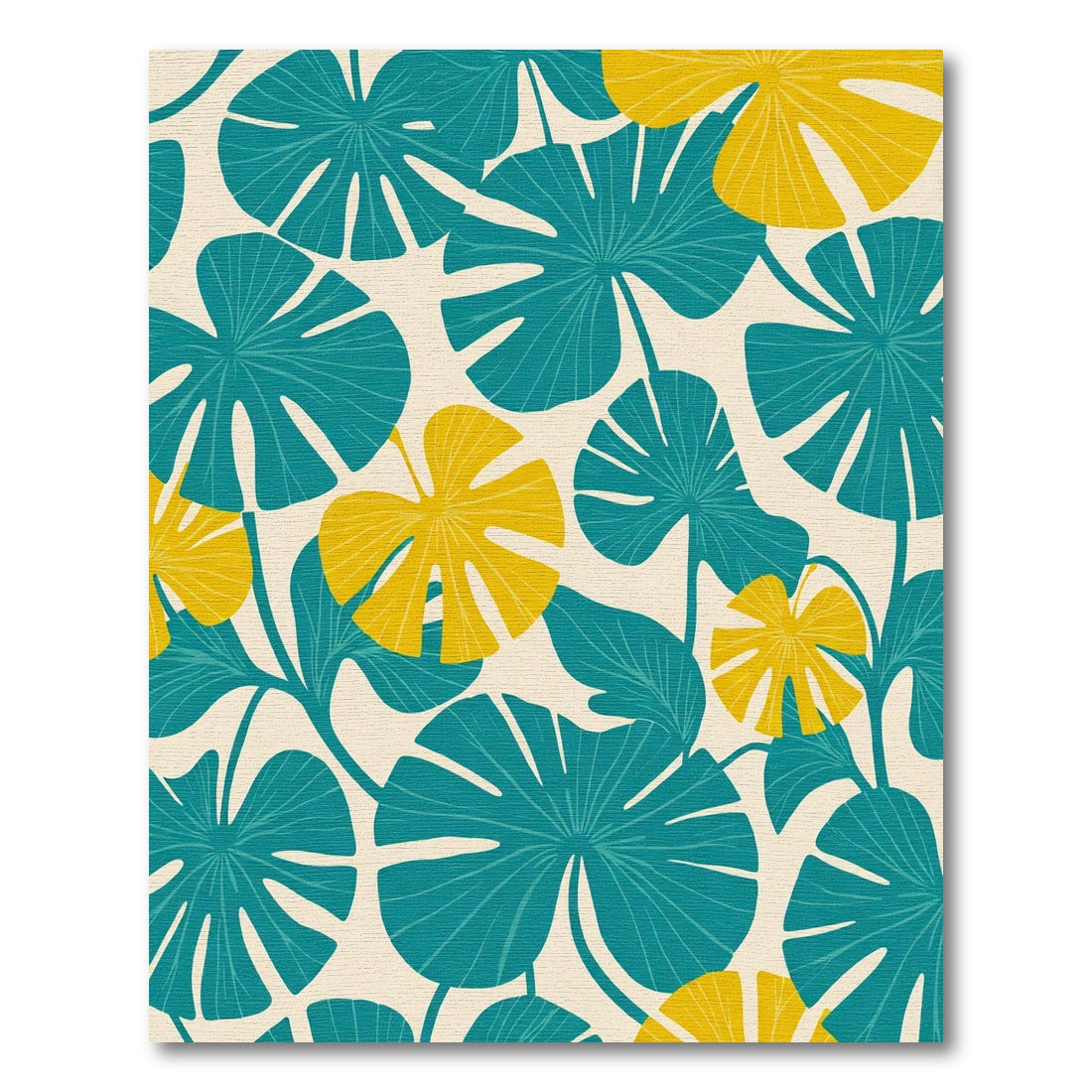 Teal Yellow Monstera Tropical Leaf Rug