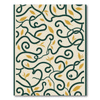 Cream Green Golden Leaf Vine Rug