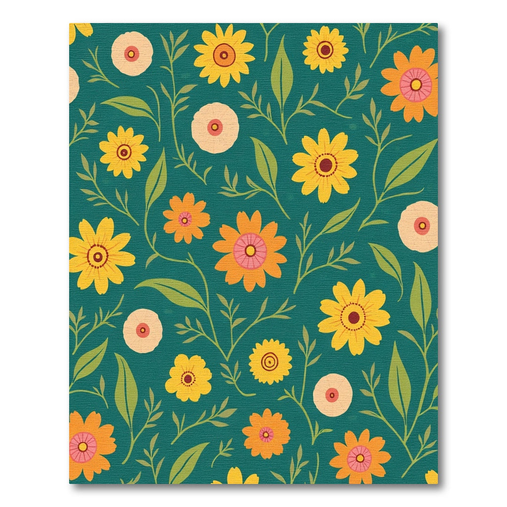 Teal Daisy Garden Floral Rug