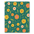 Teal Daisy Garden Floral Rug