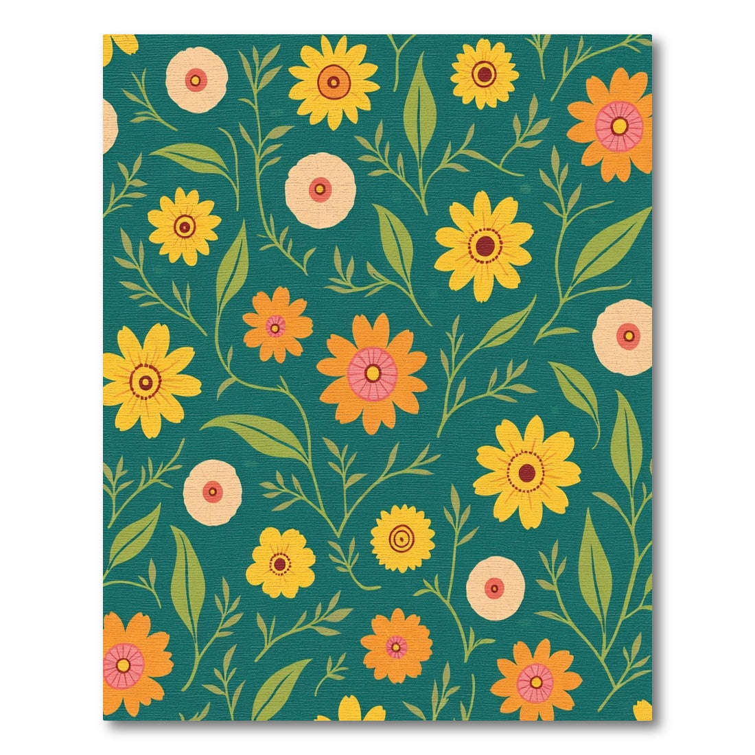 Teal Daisy Garden Floral Rug