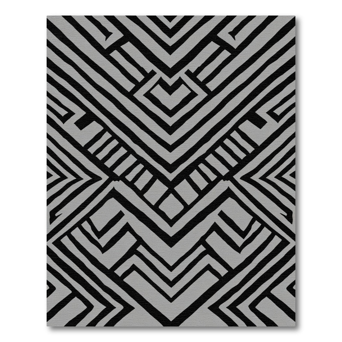 Black Geometric Chevron Gray Rug