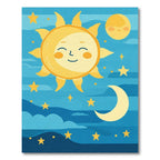 Whimsical Sun Moon Stars Sky Rug