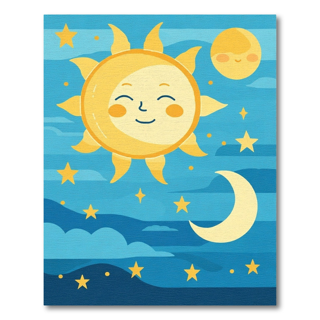 Whimsical Sun Moon Stars Sky Rug