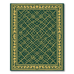 Emerald Gold Scroll Lattice Rug