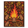 Bear Family Camp Cozy Fire Rug
