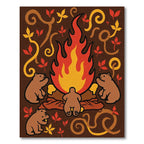 Bear Family Camp Cozy Fire Rug