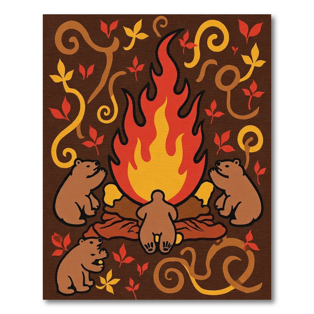 Bear Family Camp Cozy Fire Rug
