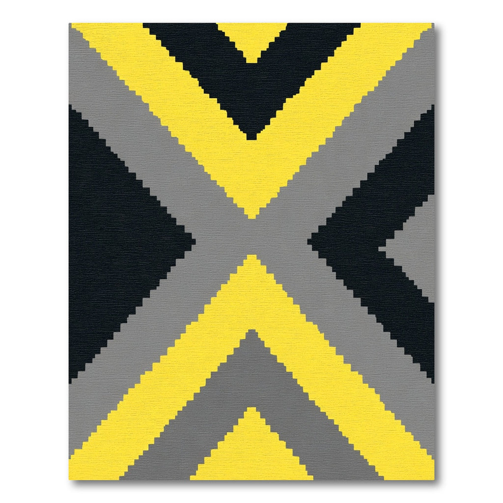 Bold Yellow Gray Black X Form Rug