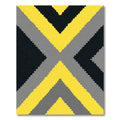 Bold Yellow Gray Black X Form Rug