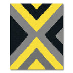 Bold Yellow Gray Black X Form Rug