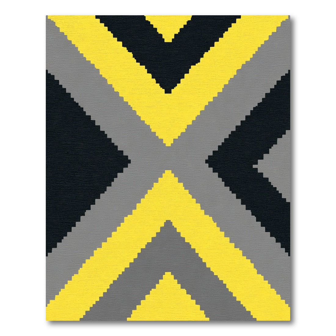Bold Yellow Gray Black X Form Rug