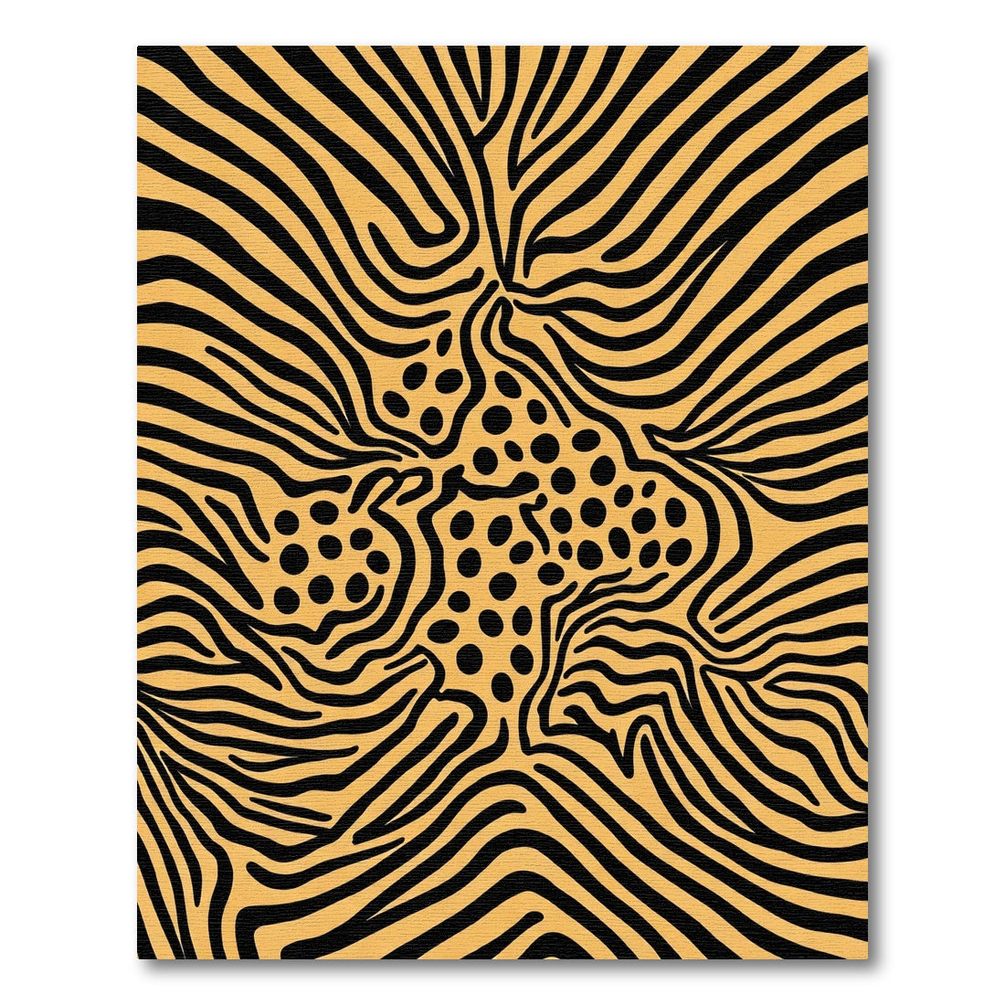 Orange Black Abstract Animalistic Stripes Rug