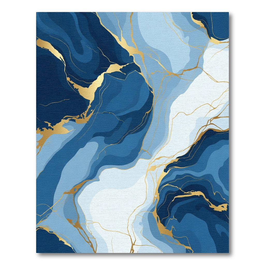 Deep Blue Agate Veined Abstract Rug