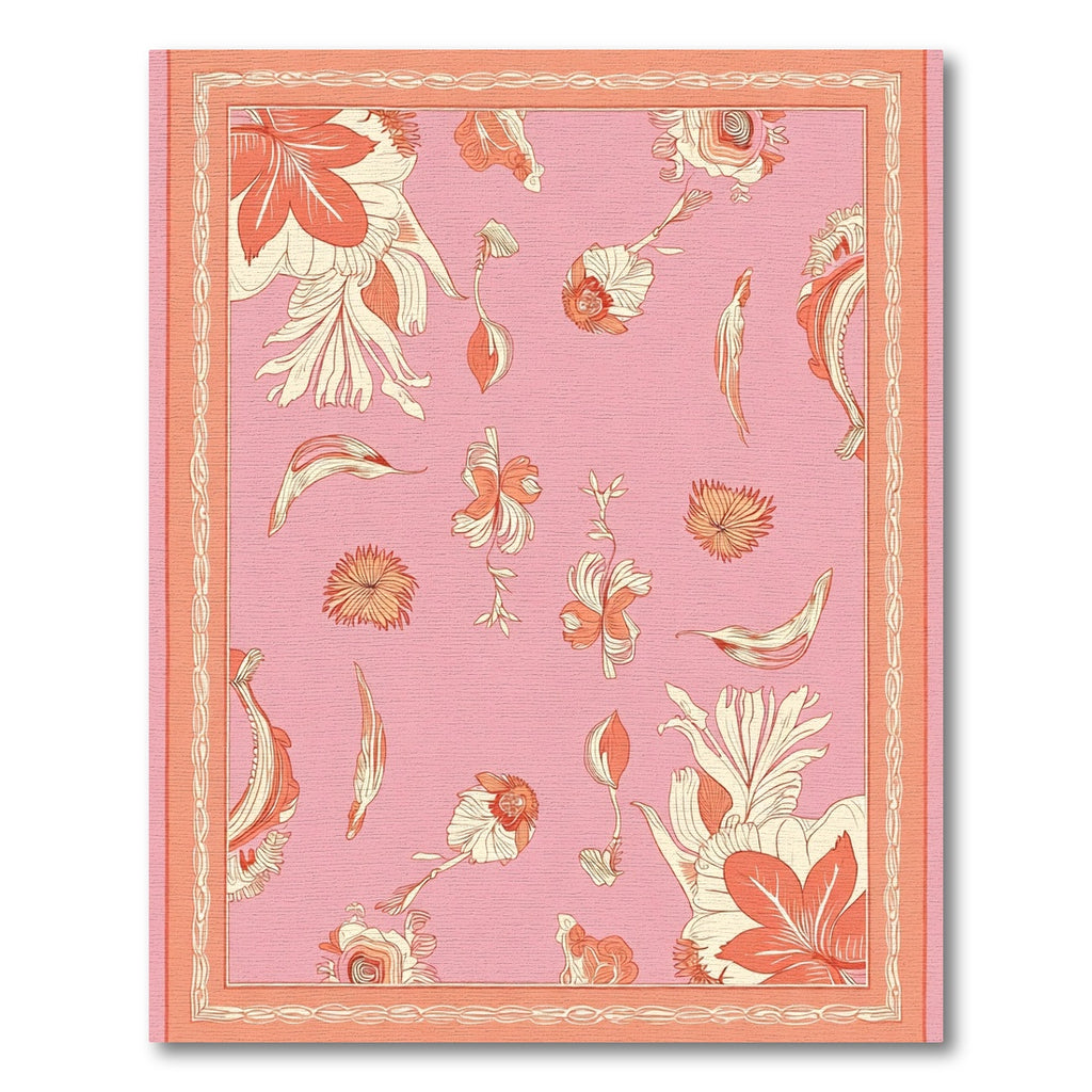 Coral Pink Floral Botanical Garden Rug