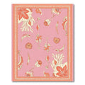 Coral Pink Floral Botanical Garden Rug