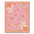 Coral Pink Floral Botanical Garden Rug