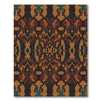 Ornate Red Black Ochre Abstract Symmetry Rug
