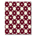 Crimson White Linked Square Medallion Rug