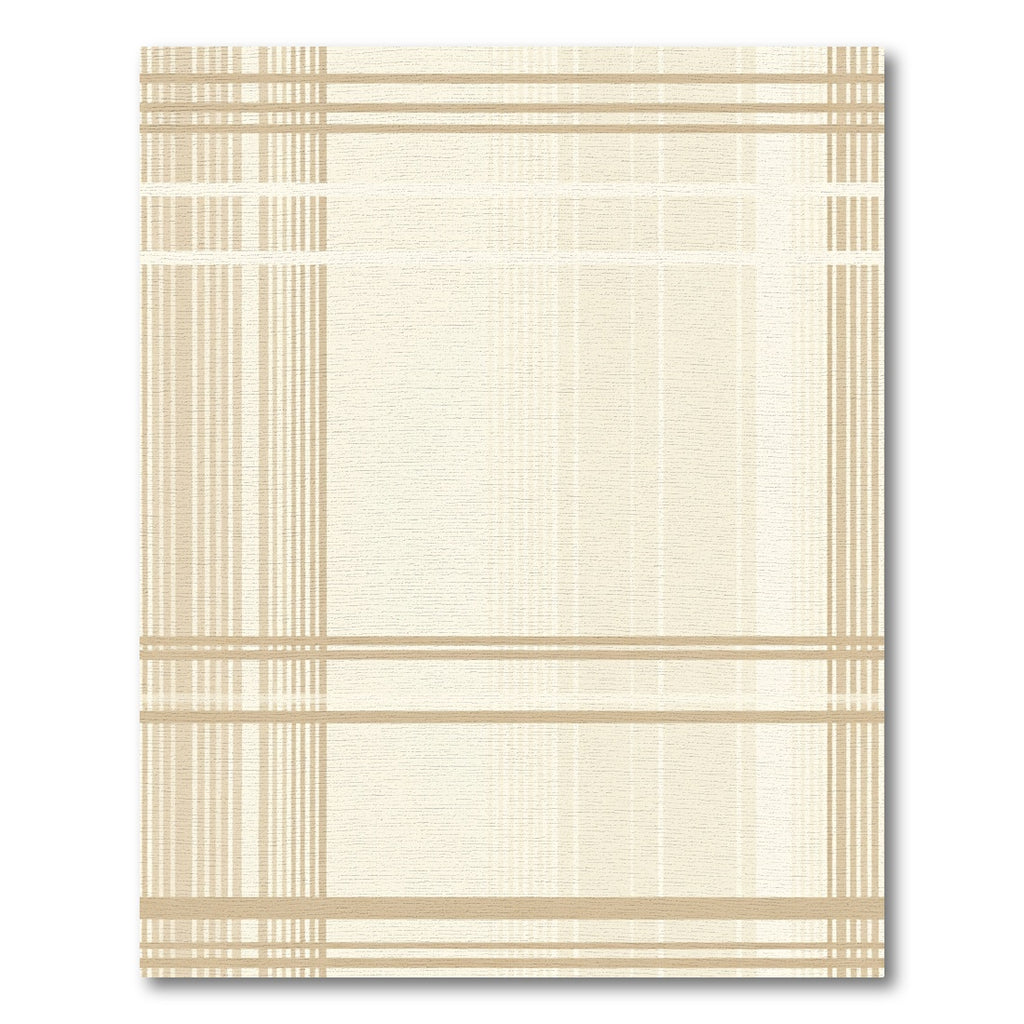 Neutral Beige Linear Plaid Rug