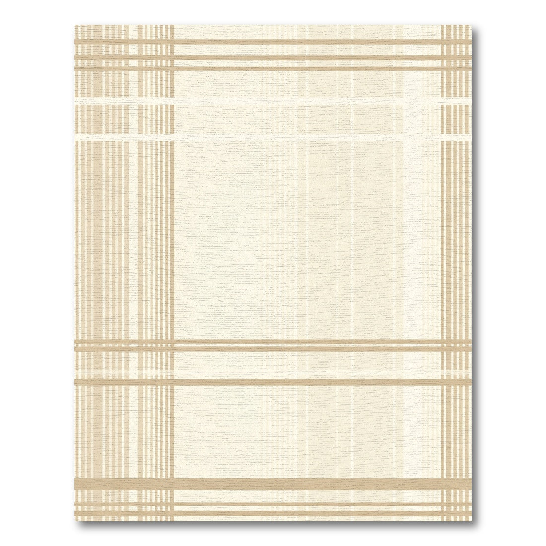 Neutral Beige Linear Plaid Rug