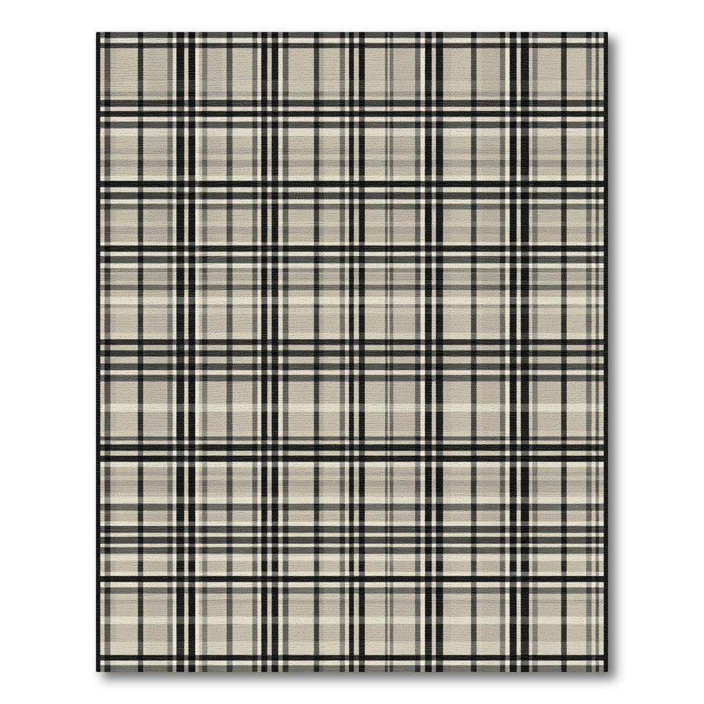 Beige Black Plaid Checkered Foulard Rug