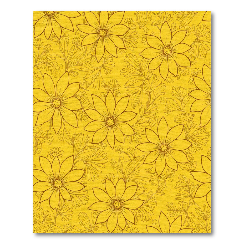 Golden Yellow Floral Outline Rug