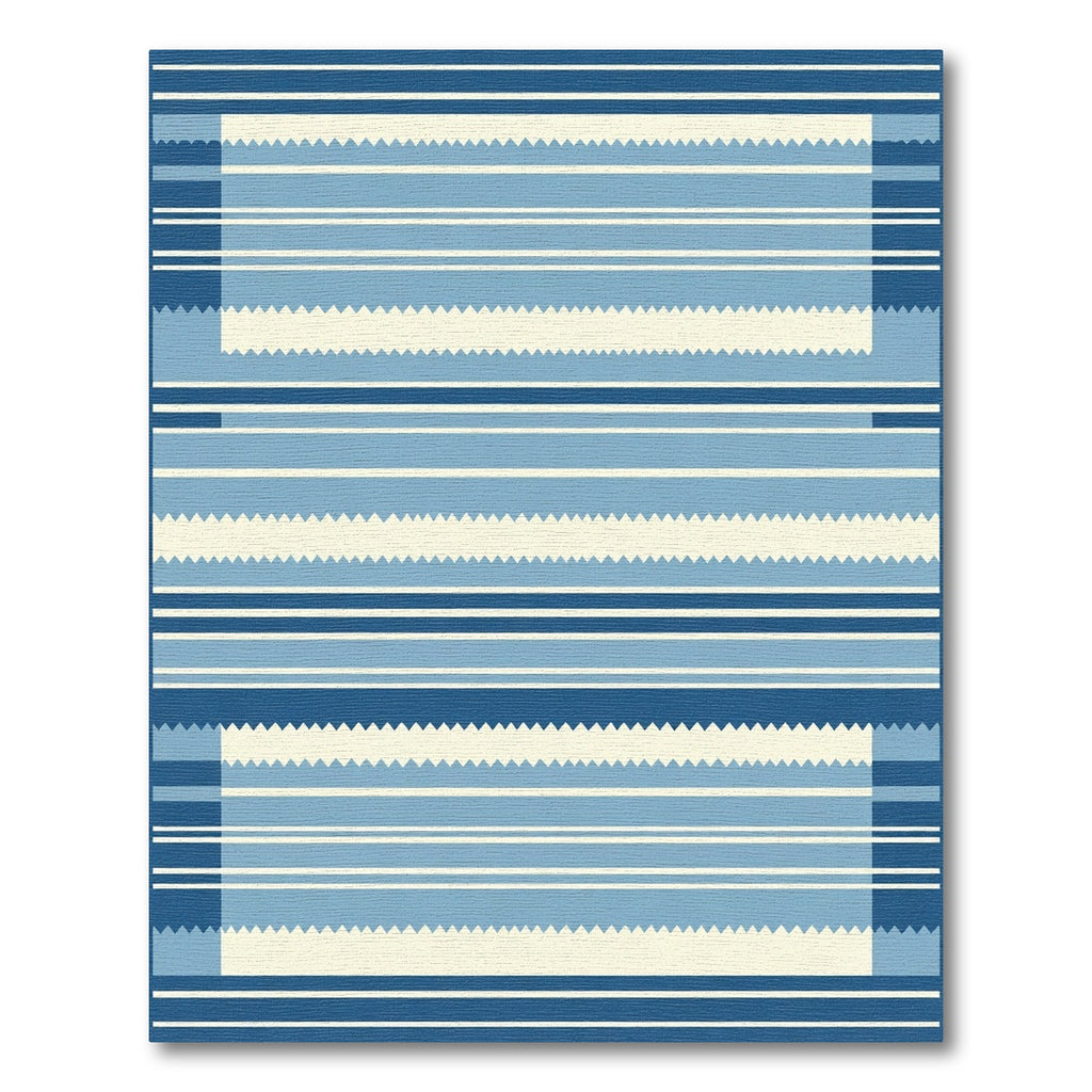 Azure Cream Striped Chevron Rectangle Rug
