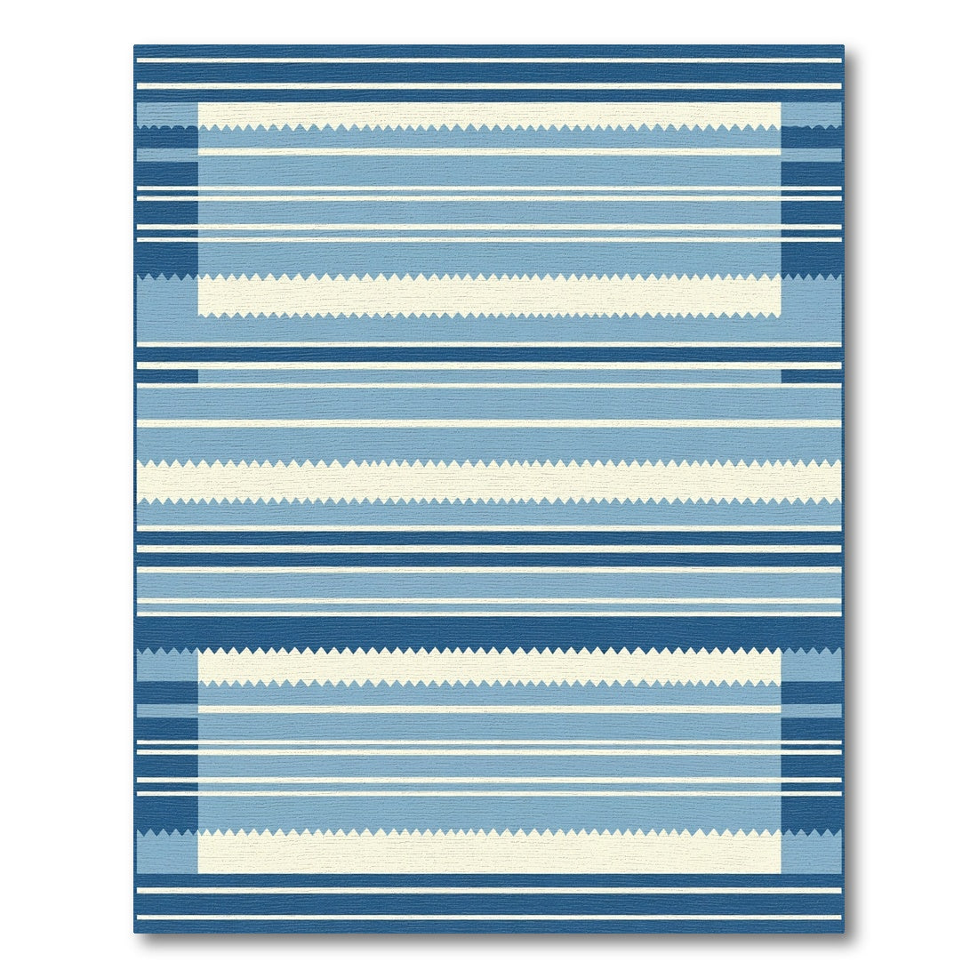 Azure Cream Striped Chevron Rectangle Rug