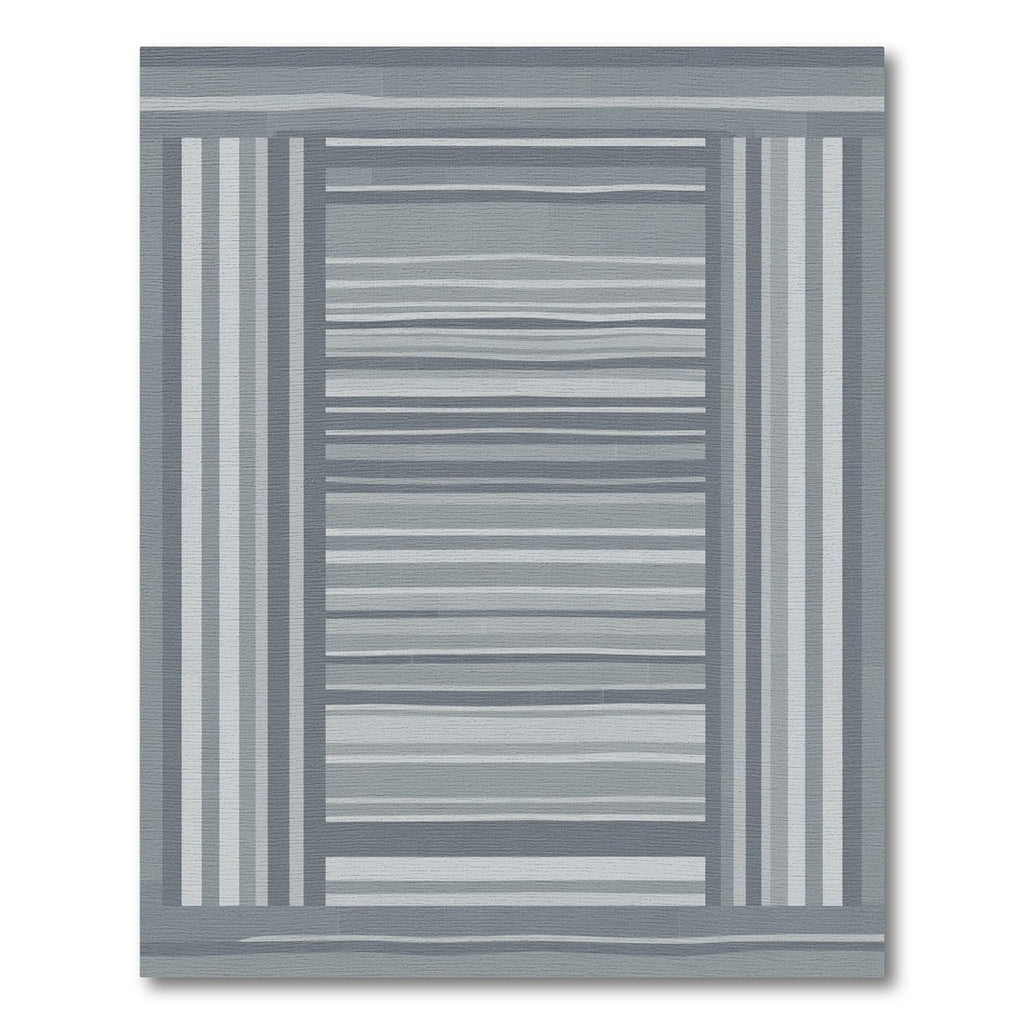 Modern Gray Striped Layered Rug