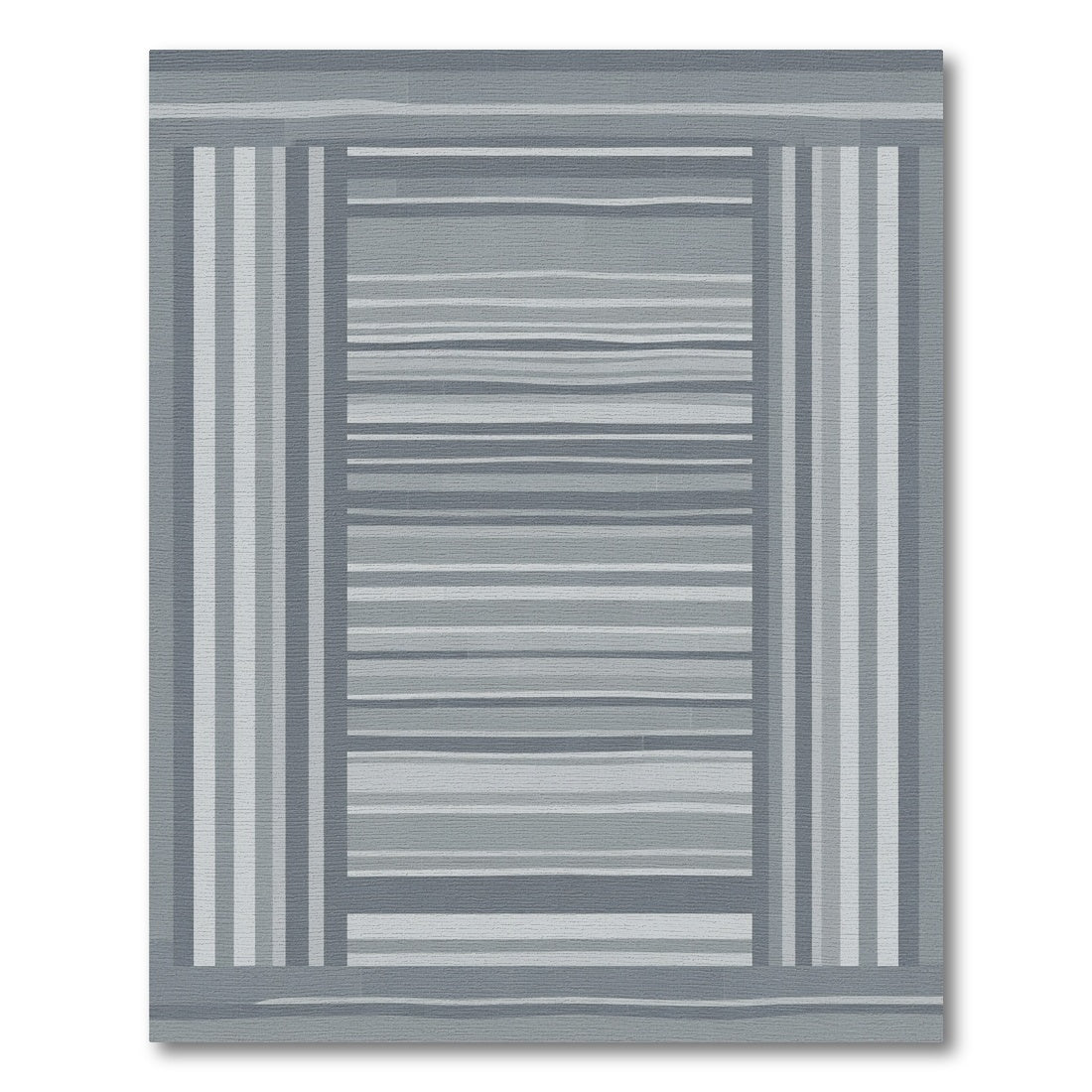 Modern Gray Striped Layered Rug